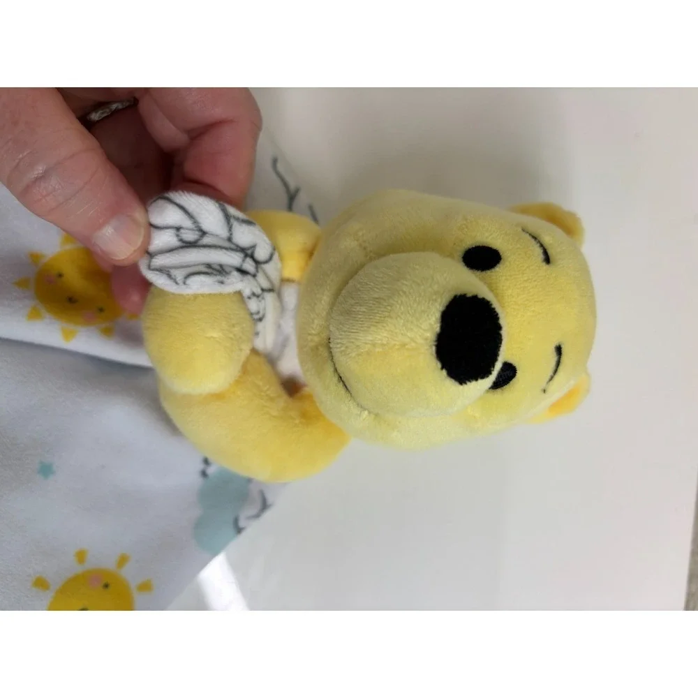 Disney Winnie the Pooh Baby Lovey Security Blanket Yellow Blue Sun Clouds